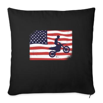 Drapeau américain Motocross - Housse de coussin décorative 45 x 45 cm - noir - Devant