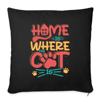 HOME IS WHERE MY CAT IS - Sofa pillowcase 17,3'' x 17,3'' (45 x 45 cm) - black - Front