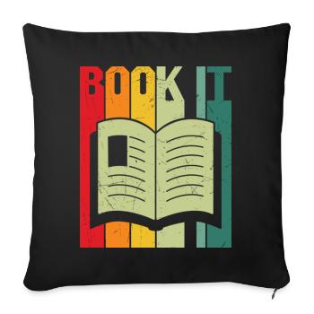 Book it reading book lover - Sofa pillowcase 17,3'' x 17,3'' (45 x 45 cm) - black - Front