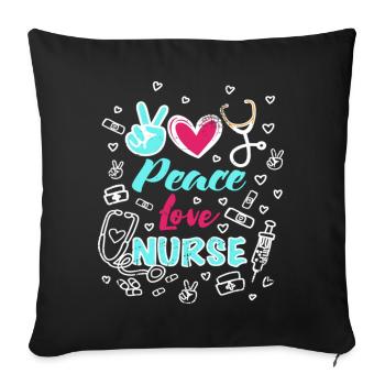 Peace Love Nurse Funny RN Nurse Practitioner - Sofakissenbezug 45 x 45 cm - Schwarz - Vorne