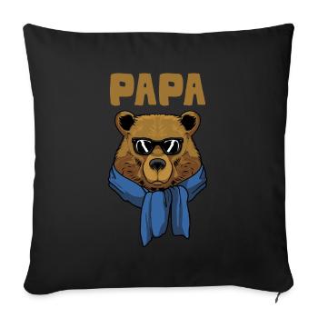 Papa Père Fête des Pères - Housse de coussin décorative 45 x 45 cm - noir - Devant
