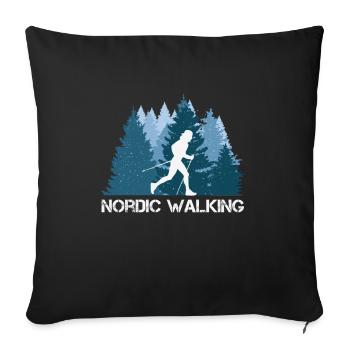 Marche nordique dans la belle nature - Housse de coussin décorative 45 x 45 cm - noir - Devant