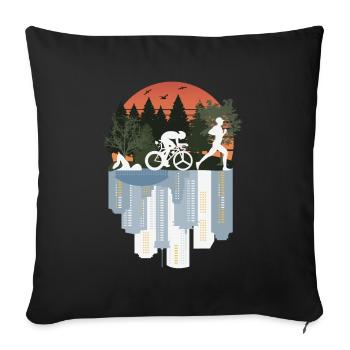 Triathlon, nature merveilleuse - Housse de coussin décorative 45 x 45 cm - noir - Devant