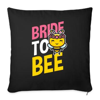 Mariée Bride To Be Abeille Bride To Bee Fiançailles JGA - Housse de coussin décorative 45 x 45 cm - noir - Devant