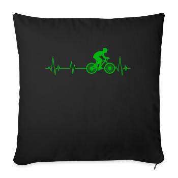 Heartbeat MTB Bike Heartbeat Pulse Cycling - Sofa pillowcase 17,3'' x 17,3'' (45 x 45 cm) - black - Front