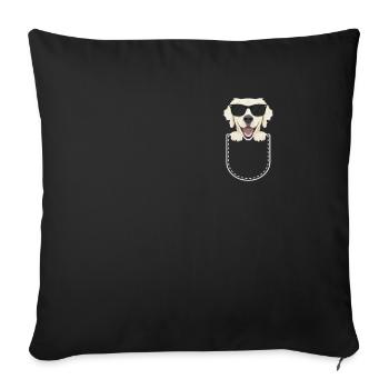 Golden Retriever dans la poche thoracique - Housse de coussin décorative 45 x 45 cm - noir - Devant