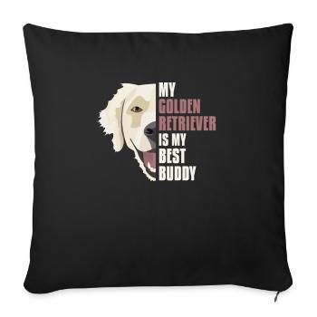 Best Buddy, Golden Retriever - Sofa pillowcase 17,3'' x 17,3'' (45 x 45 cm) - black - Front