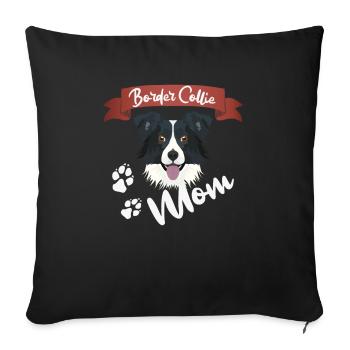 Border Collie Maman, maman chien - Housse de coussin décorative 45 x 45 cm - noir - Devant