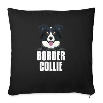 Souriant Border Collie - Housse de coussin décorative 45 x 45 cm - noir - Devant