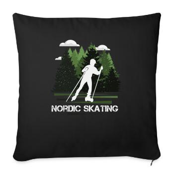 Patinage nordique, nature merveilleuse - Housse de coussin décorative 45 x 45 cm - noir - Devant