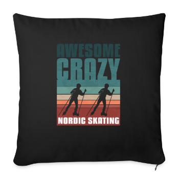 Retro vintage Nordic Skating - Sofakissenbezug 45 x 45 cm - Schwarz - Vorne