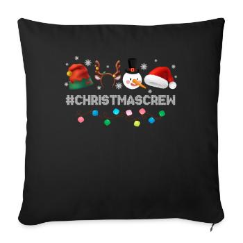 Christmas Crew Reindeer Santa Hat Snowman - Housse de coussin décorative 45 x 45 cm - noir - Devant
