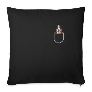 Chien de sennenhund bernois dans la poche thoracique - Housse de coussin décorative 45 x 45 cm - noir - Devant