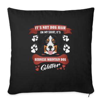 Chien de chien de chien bernois paillettes - Housse de coussin décorative 45 x 45 cm - noir - Devant