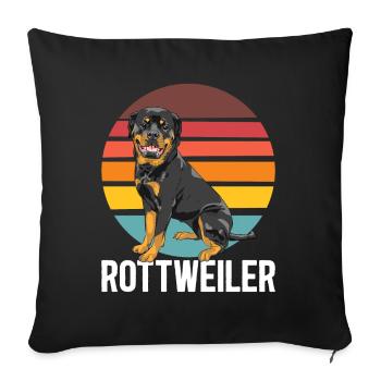 Rétro Rottweiler chien - Housse de coussin décorative 45 x 45 cm - noir - Devant