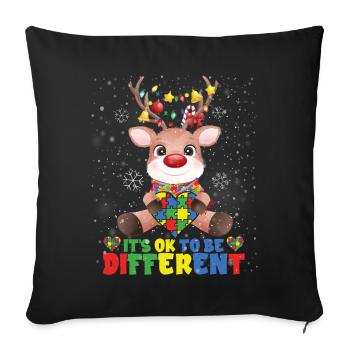 C’est ok To Be Different Reindeer Autism - Housse de coussin décorative 45 x 45 cm - noir - Devant
