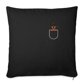 Teckel dans la poche thoracique - Housse de coussin décorative 45 x 45 cm - noir - Devant