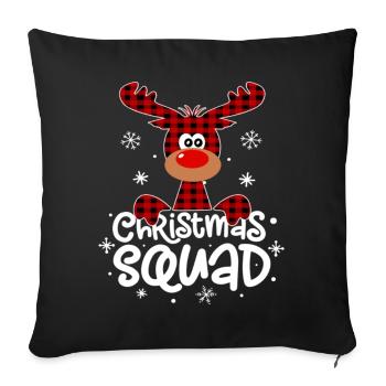 Christmas Squad Buffalo Plaid Reindeer Family - Housse de coussin décorative 45 x 45 cm - noir - Devant