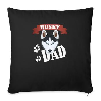 Papa husky, papa chien - Housse de coussin décorative 45 x 45 cm - noir - Devant