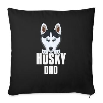 Papa husky, papa chien - Housse de coussin décorative 45 x 45 cm - noir - Devant