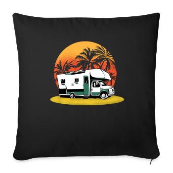 Caravane Camping-car Caravan Camper - Housse de coussin décorative 45 x 45 cm - noir - Devant