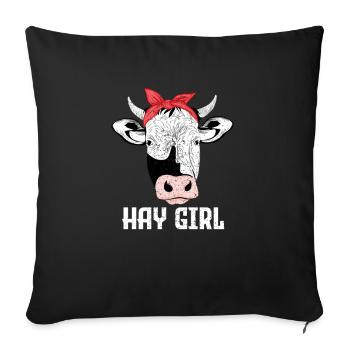 Farmer Cattle Breeding Hay Girl Cow Lover - Sofakissenbezug 45 x 45 cm - Schwarz - Vorne