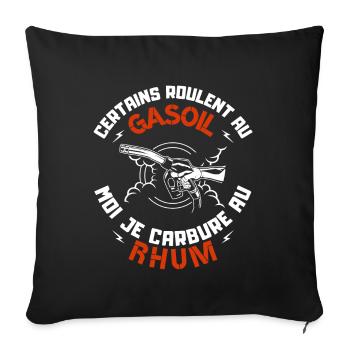 Alcool humour apéro je carbure au rhum - Housse de coussin décorative 45 x 45 cm - noir - Devant