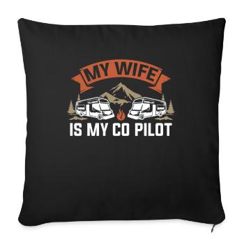 Caravan Motorhome Caravan Camper - Sofa pillowcase 17,3'' x 17,3'' (45 x 45 cm) - black - Front