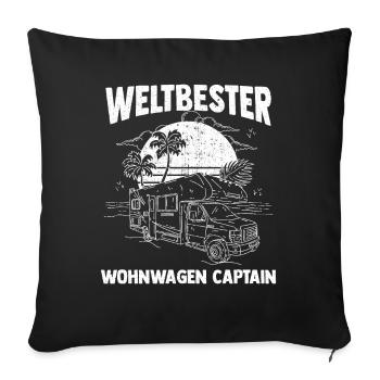 Wohnwagen Wohnmobil Caravan Camper - Sofakissenbezug 45 x 45 cm - Schwarz - Vorne