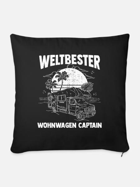 Wohnwagen Wohnmobil Caravan Camper - Sofakissenbezug 45 x 45 cm - Schwarz