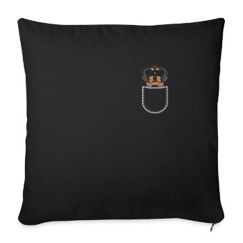 Rough-haired dachshund in the chest pocket - Sofa pillowcase 17,3'' x 17,3'' (45 x 45 cm) - black - Front