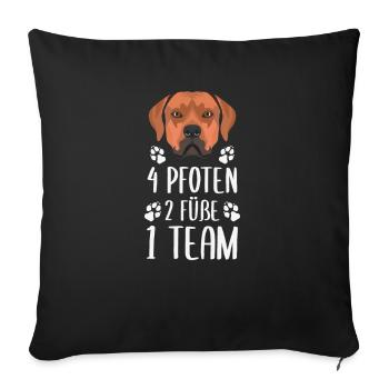 4 Pfoten 2 Füße 1 Team, Rhodesian Ridgeback - Sofakissenbezug 45 x 45 cm - Schwarz - Vorne