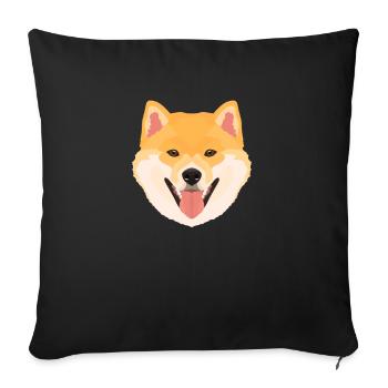 Shiba Inu souriant - Housse de coussin décorative 45 x 45 cm - noir - Devant