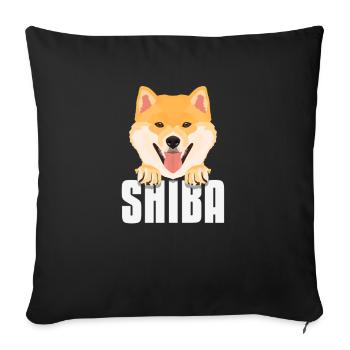 Shiba Inu souriant - Housse de coussin décorative 45 x 45 cm - noir - Devant