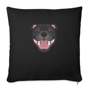 Staffordshire Bull Terrier souriant - Housse de coussin décorative 45 x 45 cm - noir - Devant