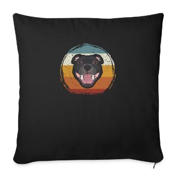 Staffordshire Bull Terrier rétro souriant - Housse de coussin décorative 45 x 45 cm - noir - Devant
