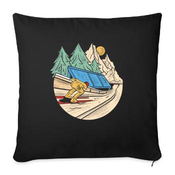 Sauteurs à ski sur le tremplin de saut à ski, Zieeeehhhh - Housse de coussin décorative 45 x 45 cm - noir - Devant