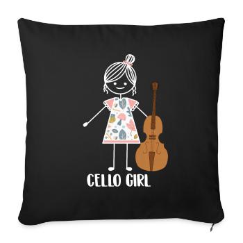 Cello Cellist Cellistin - Sofakissenbezug 45 x 45 cm - Schwarz - Vorne