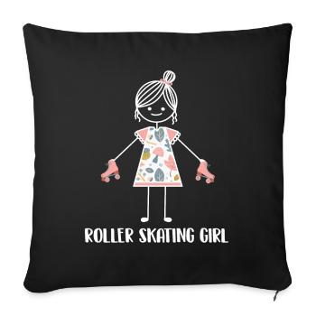 Patins à roulettes Running Rollers - Housse de coussin décorative 45 x 45 cm - noir - Devant