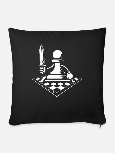 Schach Schachfigur - Sofakissenbezug 45 x 45 cm - Schwarz