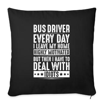 Chauffeur d’autobus Chauffeur d’autobus Autobus chauffeur d’autobus scolaire - Housse de coussin décorative 45 x 45 cm - noir - Devant