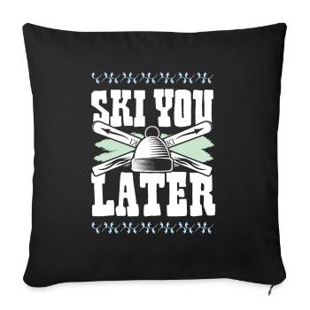 ski skiing - Sofa pillowcase 17,3'' x 17,3'' (45 x 45 cm) - black - Front