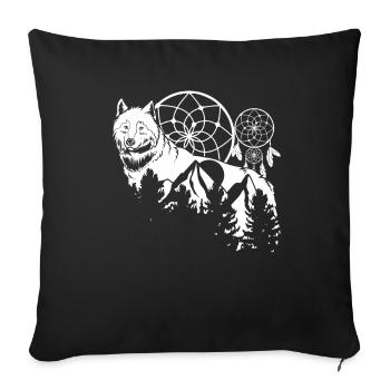 Wolf - Sofa pillowcase 17,3'' x 17,3'' (45 x 45 cm) - black - Front