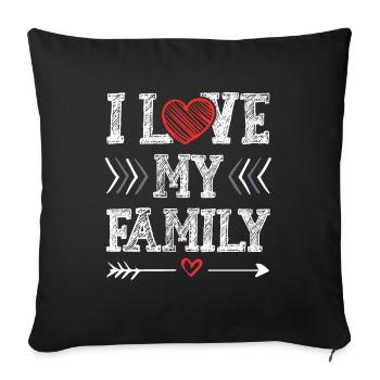 J’aime ma famille - Housse de coussin décorative 45 x 45 cm - noir - Devant