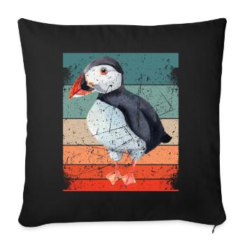 Puffin Parrot Lunde Bird Gift - Sofa pillowcase 17,3'' x 17,3'' (45 x 45 cm) - black - Front