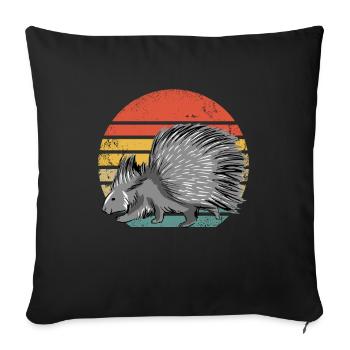 Retro Porcupine Vintage Porcupine - Sofa pillowcase 17,3'' x 17,3'' (45 x 45 cm) - black - Front