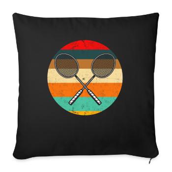 Rétro Badminton Badminton Joueur Cadeau - Housse de coussin décorative 45 x 45 cm - noir - Devant