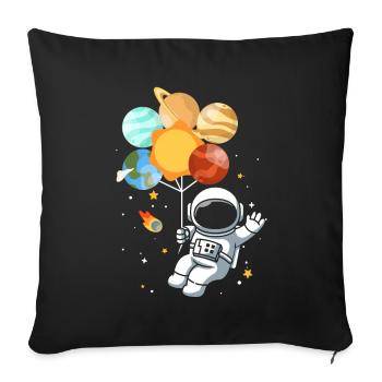 Astronomy Solar System Planet Astronaut - Sofa pillowcase 17,3'' x 17,3'' (45 x 45 cm) - black - Front