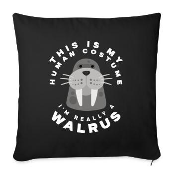 Funny Walrus Walrus Gift - Sofa pillowcase 17,3'' x 17,3'' (45 x 45 cm) - black - Front