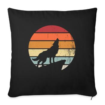 Retro Wölfe Wolf Geschenk Geschenkidee - Sofakissenbezug 45 x 45 cm - Schwarz - Vorne